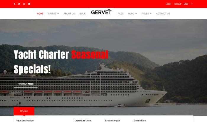 游艇租赁与游轮旅行服务网站